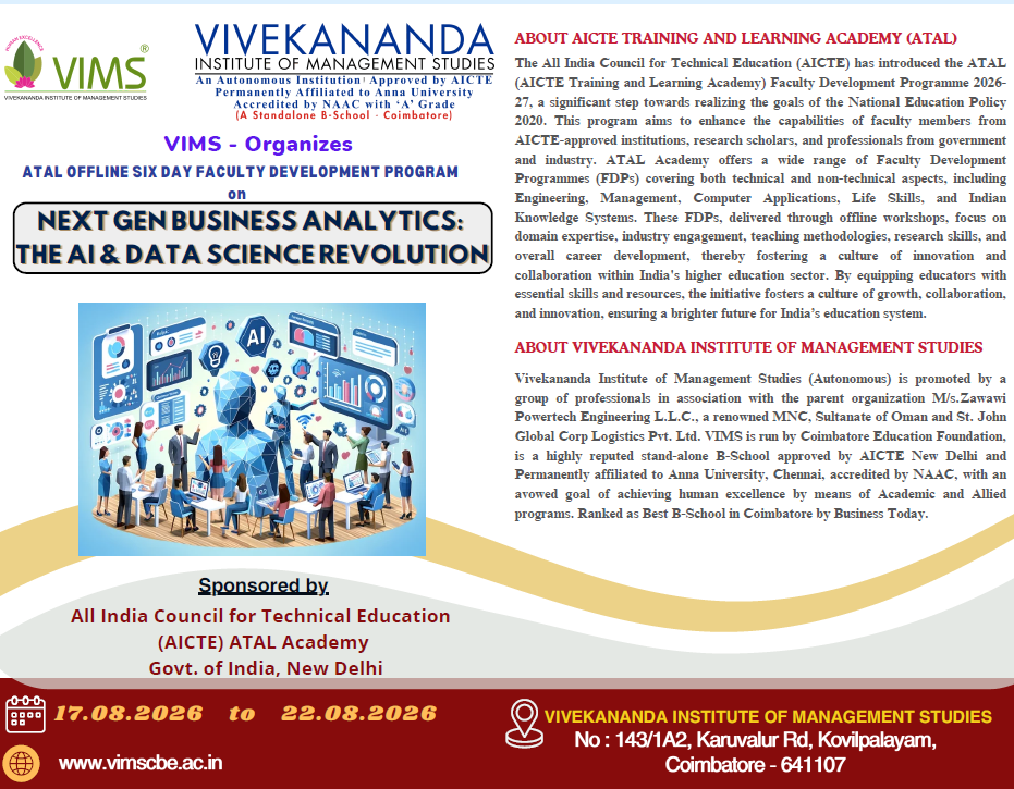 ATAL FDP on Next Gen Business Analytics: The AI & Data Science Revolution 2026 Faculty Development Program Poster 